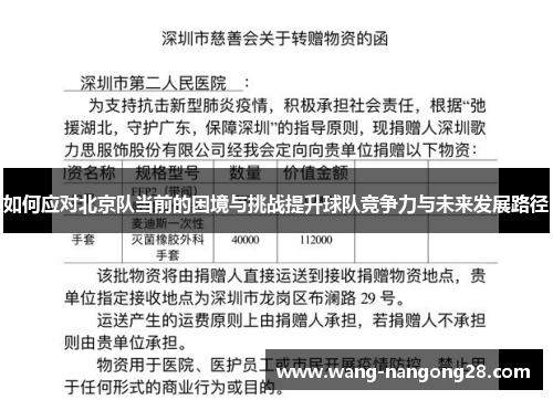 如何应对北京队当前的困境与挑战提升球队竞争力与未来发展路径
